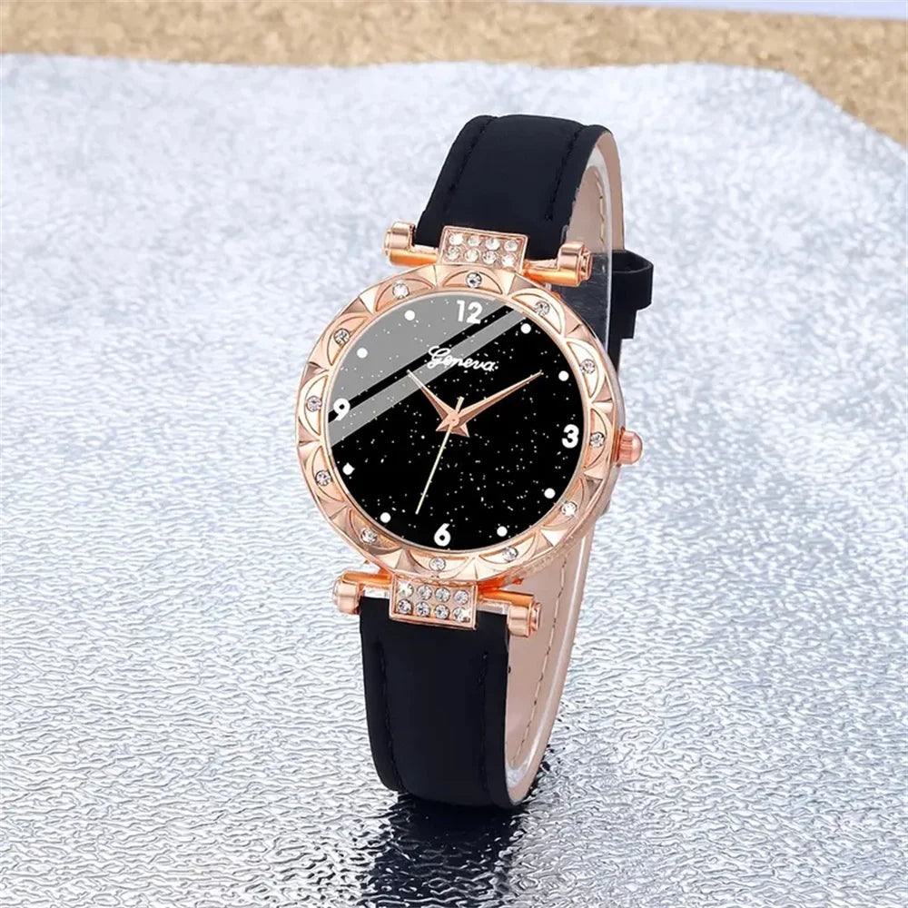 Coffret Montre Femme 5 Pièces – Élégance & Luxe avec Strass