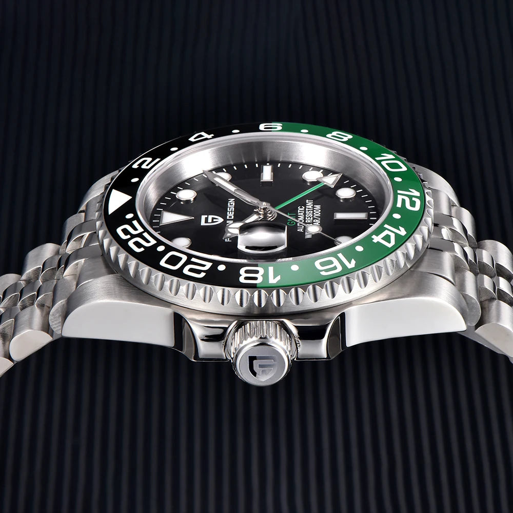 PAGANI DESIGN PD-1662 – Montre Automatique Homme GMT de Luxe en Acier Inoxydable