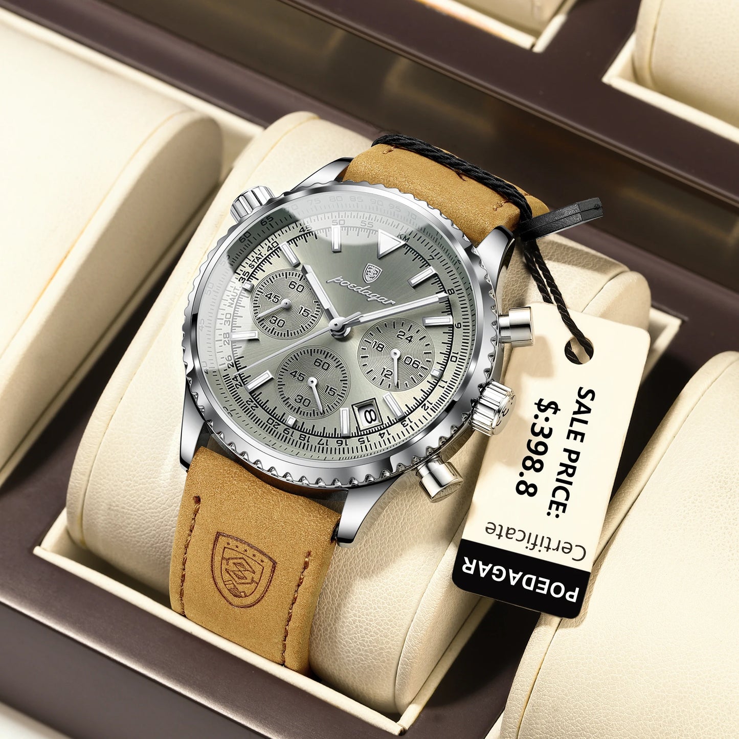 POEDAGAR Chrono Elite – Montre Homme Sport & Élégance