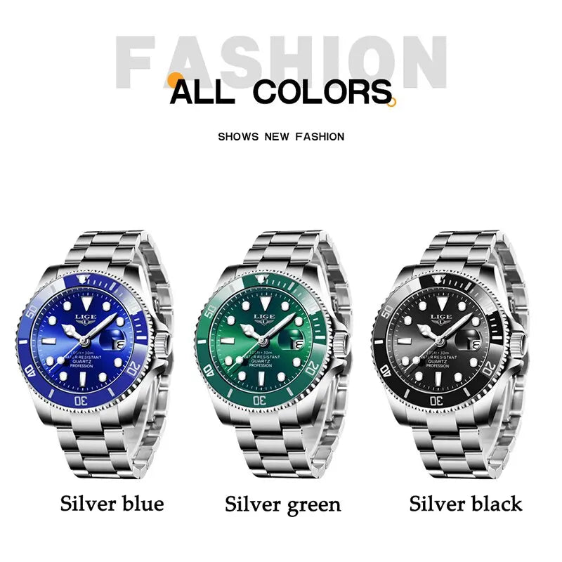 LIGE Profondeur 30 – Montre de Plongée de Luxe pour Homme