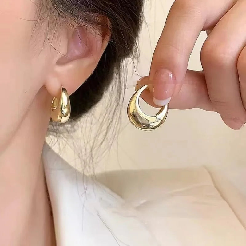 Créoles Épaisses en Acier Inoxydable – Boucles d'Oreilles Rondes Tendance pour Femme