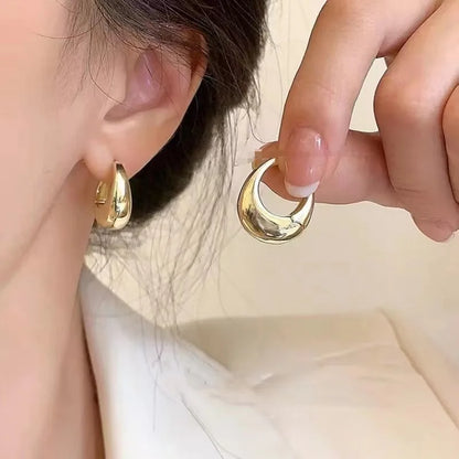 Créoles Épaisses en Acier Inoxydable – Boucles d'Oreilles Rondes Tendance pour Femme