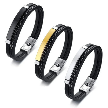 Bracelet Tressé en Cuir & Acier – Élégance Masculine Décontractée