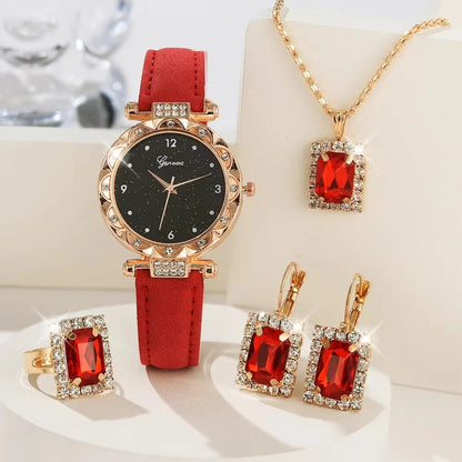 Coffret Montre Femme 5 Pièces – Élégance & Luxe avec Strass