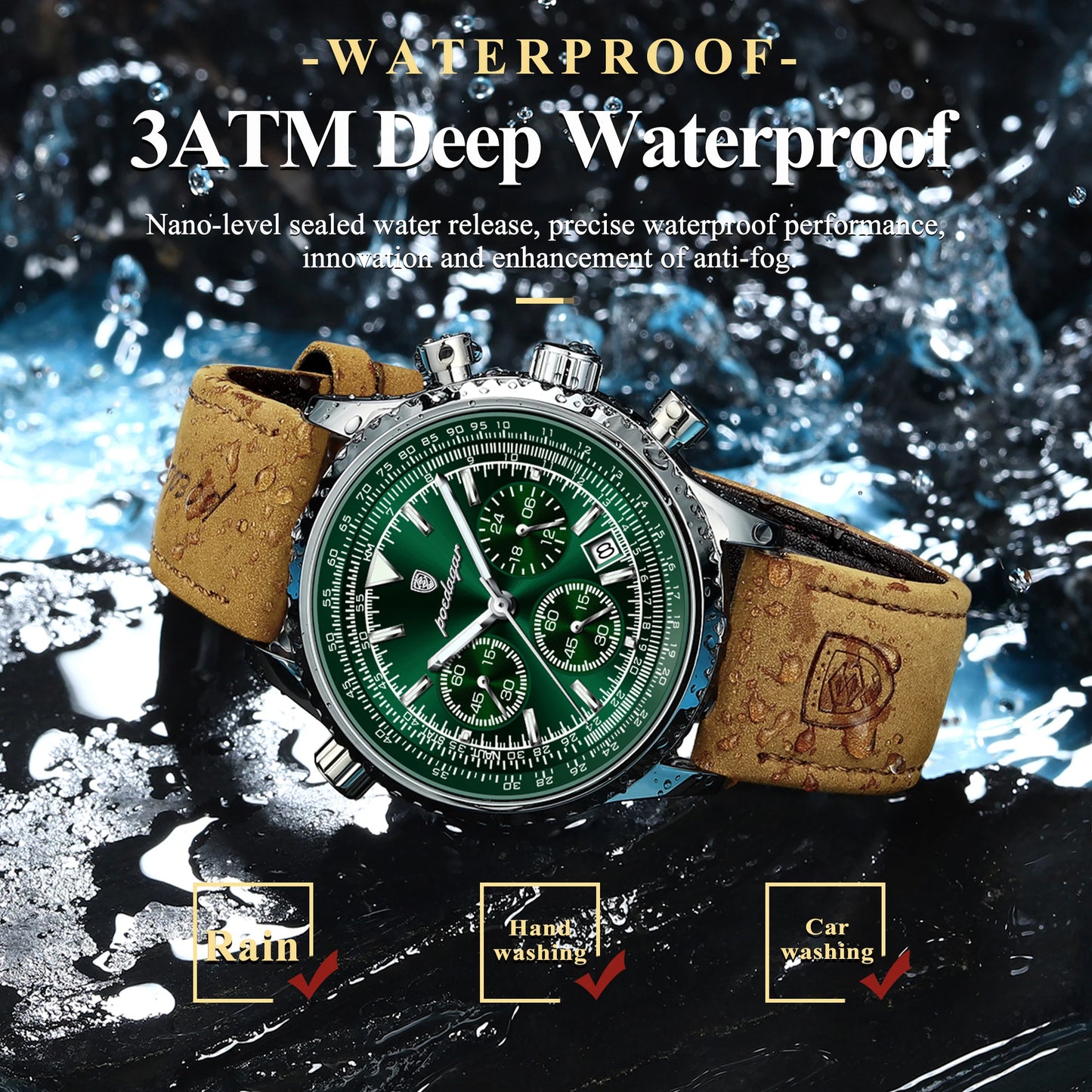 POEDAGAR Chrono Elite – Montre Homme Sport & Élégance