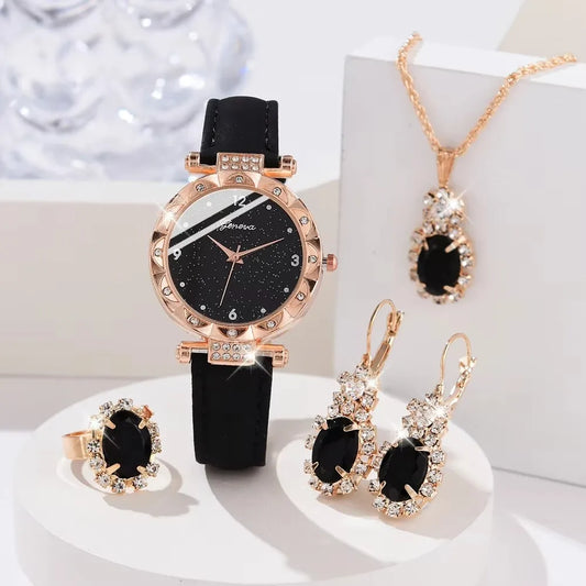 Coffret Montre Femme 5 Pièces – Élégance & Luxe avec Strass