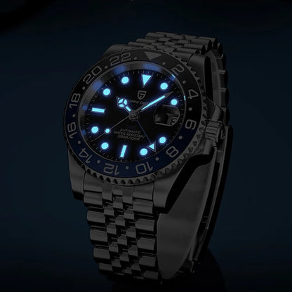 PAGANI DESIGN PD-1662 – Montre Automatique Homme GMT de Luxe en Acier Inoxydable