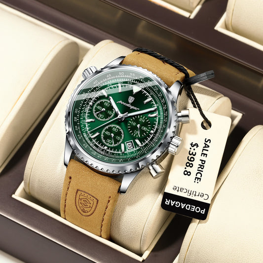 POEDAGAR Chrono Elite – Montre Homme Sport & Élégance