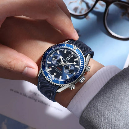 QINGXIYA Chronographe Sport Homme – Montre Quartz Étanche