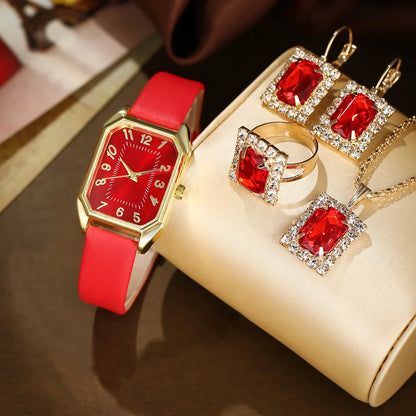 Élégance Carrée – Coffret Montre & Bijoux pour Femme