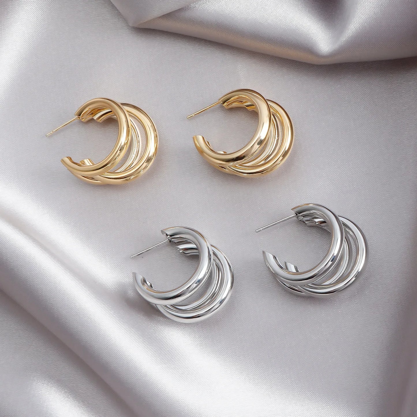Créoles Épaisses en Acier Inoxydable – Boucles d'Oreilles Rondes Tendance pour Femme