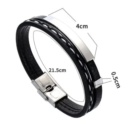 Bracelet Tressé en Cuir & Acier – Élégance Masculine Décontractée
