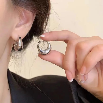 Créoles Épaisses en Acier Inoxydable – Boucles d'Oreilles Rondes Tendance pour Femme