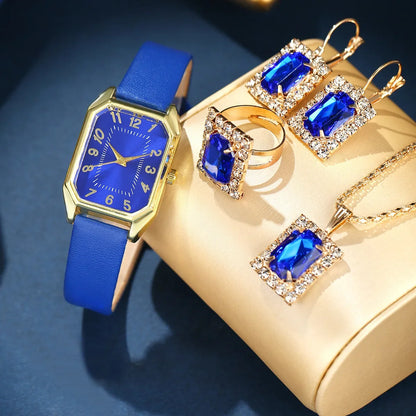 Élégance Carrée – Coffret Montre & Bijoux pour Femme
