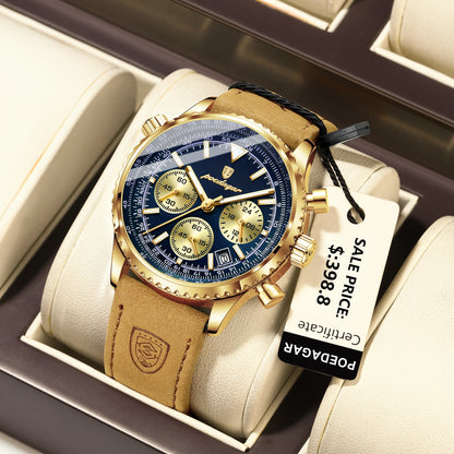 POEDAGAR Chrono Elite – Montre Homme Sport & Élégance
