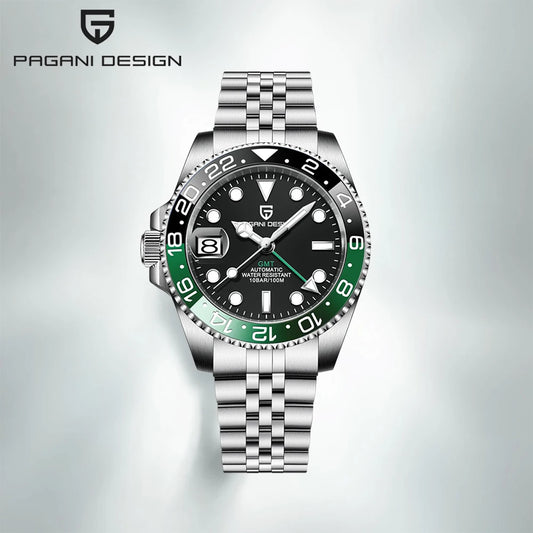 PAGANI DESIGN PD-1662 – Montre Automatique Homme GMT de Luxe en Acier Inoxydable