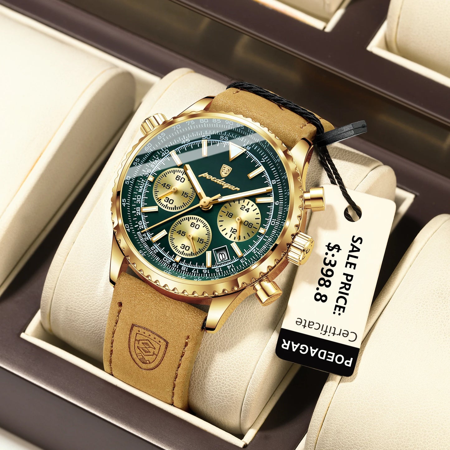 POEDAGAR Chrono Elite – Montre Homme Sport & Élégance
