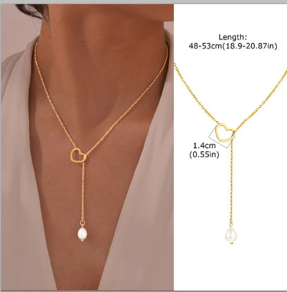 Collier Lariat Plaqué Or en Acier Inoxydable – Collier Fin Long à Goutte pour Femme