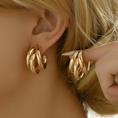 Créoles Épaisses en Acier Inoxydable – Boucles d'Oreilles Rondes Tendance pour Femme