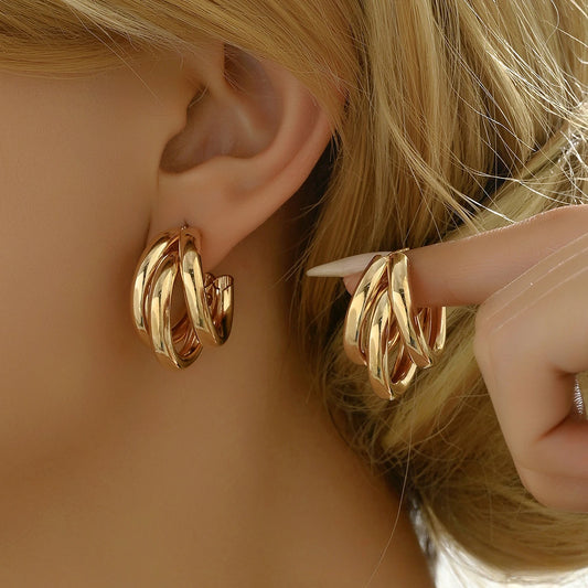 Créoles Épaisses en Acier Inoxydable – Boucles d'Oreilles Rondes Tendance pour Femme