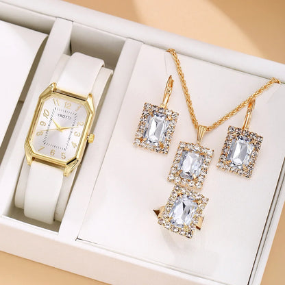 Élégance Carrée – Coffret Montre & Bijoux pour Femme