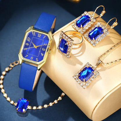 Élégance Carrée – Coffret Montre & Bijoux pour Femme
