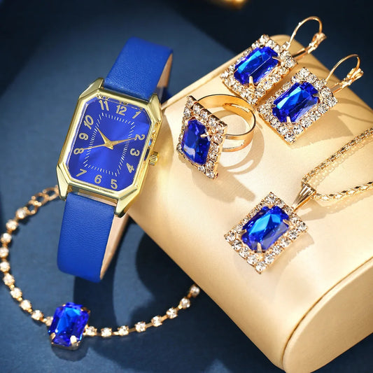 Élégance Carrée – Coffret Montre & Bijoux pour Femme