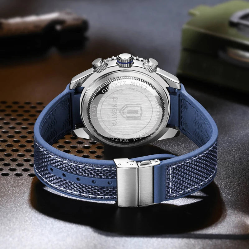 QINGXIYA Chronographe Sport Homme – Montre Quartz Étanche