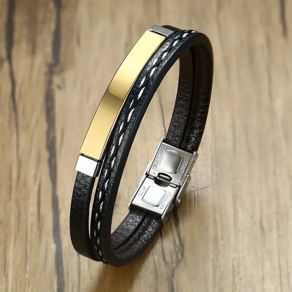 Bracelet Tressé en Cuir & Acier – Élégance Masculine Décontractée