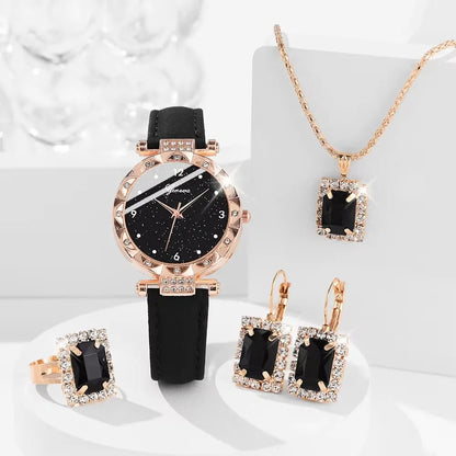 Coffret Montre Femme 5 Pièces – Élégance & Luxe avec Strass