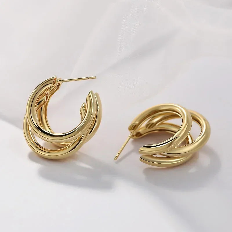 Créoles Épaisses en Acier Inoxydable – Boucles d'Oreilles Rondes Tendance pour Femme