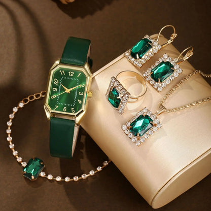 Élégance Carrée – Coffret Montre & Bijoux pour Femme