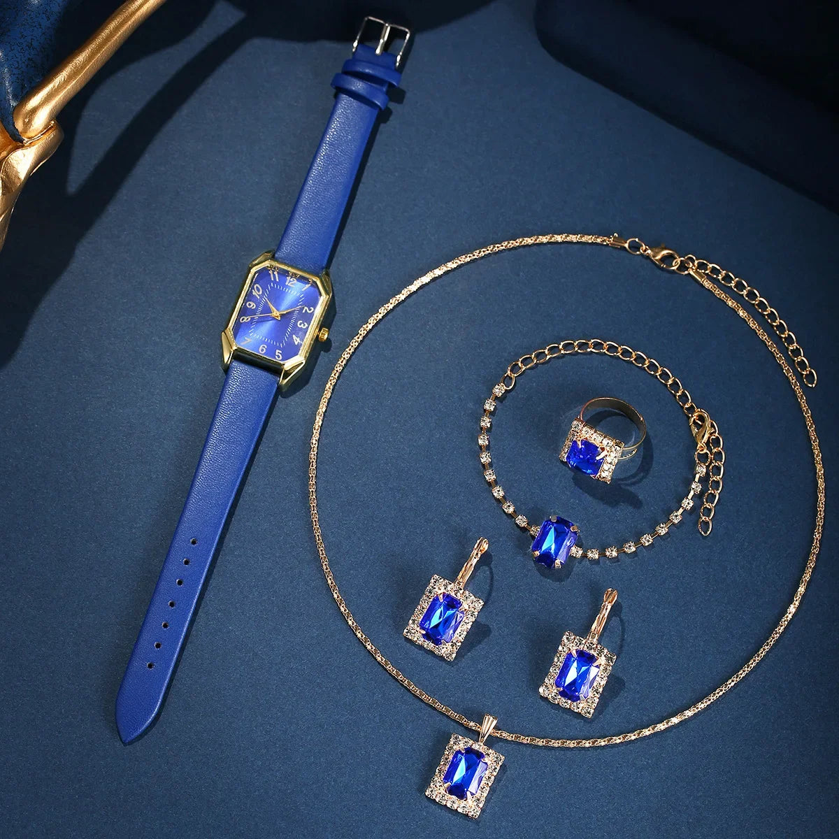 Élégance Carrée – Coffret Montre & Bijoux pour Femme