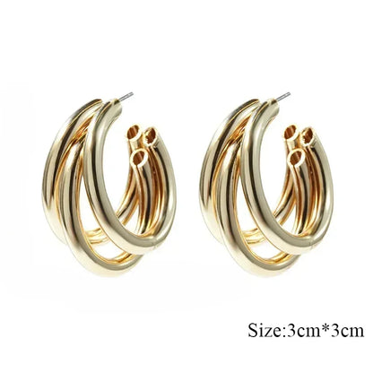 Créoles Épaisses en Acier Inoxydable – Boucles d'Oreilles Rondes Tendance pour Femme