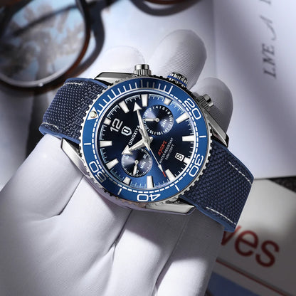 QINGXIYA Chronographe Sport Homme – Montre Quartz Étanche