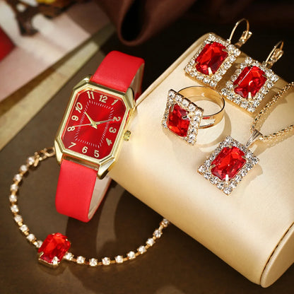 Élégance Carrée – Coffret Montre & Bijoux pour Femme