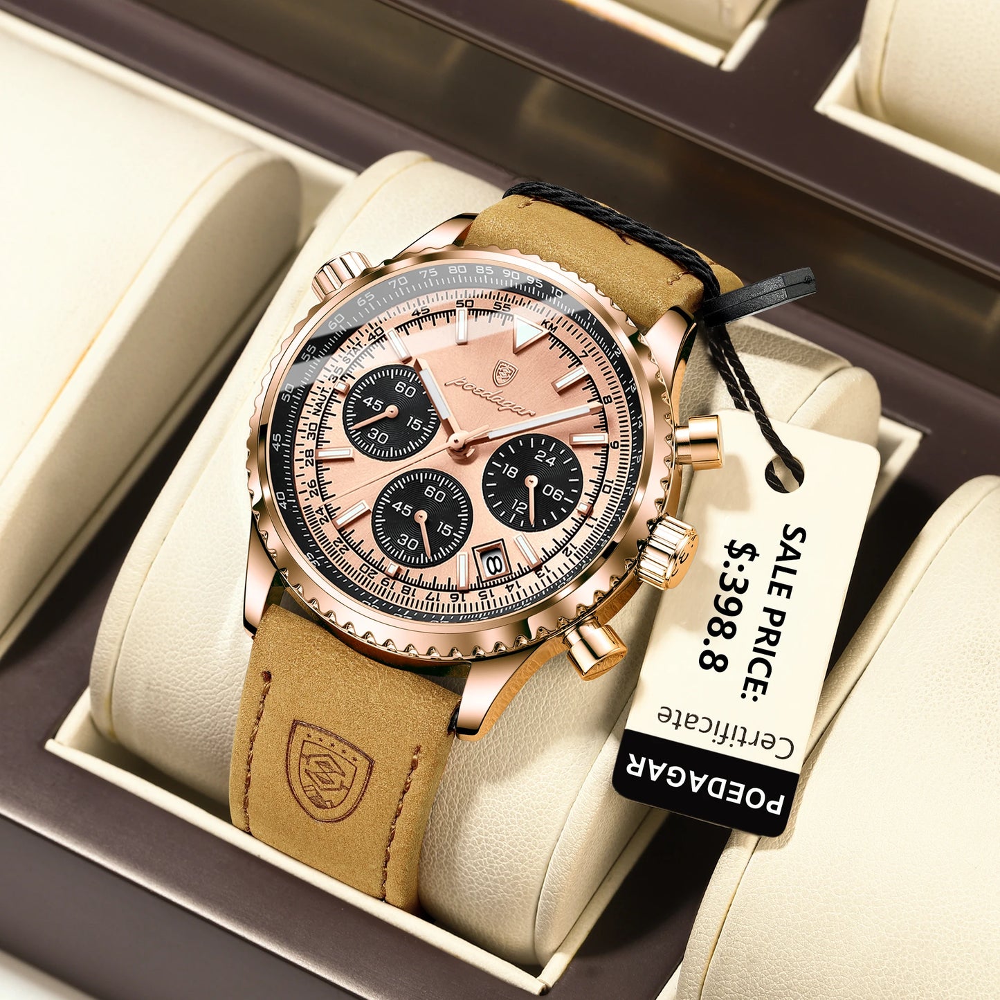 POEDAGAR Chrono Elite – Montre Homme Sport & Élégance